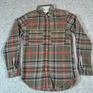 Wallace & Barnes‎ Plaid Flannel Shirt Men XS Grey Red Button Long Sleeve Cotton